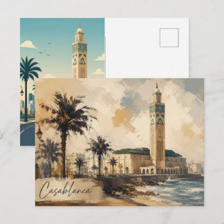 Casablanca Marokko Vector-Hassan 2-moskee Briefkaart