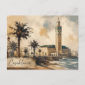 Casablanca Marokko Vector-Hassan 2-moskee Briefkaart (Voorkant)