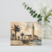 Casablanca Marokko Vector-Hassan 2-moskee Briefkaart (Staand voorkant)