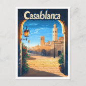 Casablanca Marokko Vintage Travel Illustratie Briefkaart (Voorkant)