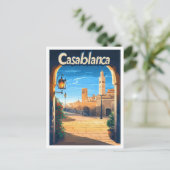 Casablanca Marokko Vintage Travel Illustratie Briefkaart (Staand voorkant)