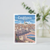 Casablanca Marokko Vintage Travel Place Briefkaart (Staand voorkant)