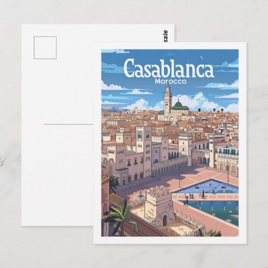 Casablanca Marokko Vintage Travel Place Briefkaart (Voorkant / Achterkant)