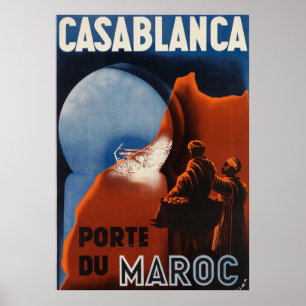 Casablanca Marokko Vintage Travel Poster