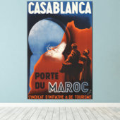 Casablanca Marokko Vintage Travel Poster Canvas Afdruk (Insitu (Houten vloer))
