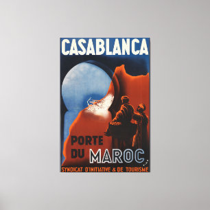 Casablanca Marokko Vintage Travel Poster Canvas Afdruk
