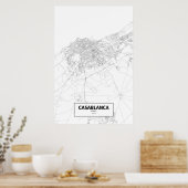 Casablanca, Marokko (zwart op wit) Poster (Keuken)