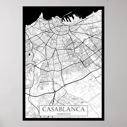 Casablanca Morocco Map Poster (Voorkant)