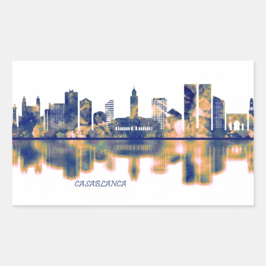 Casablanca Skyline Rechthoekige Sticker (Voorkant)