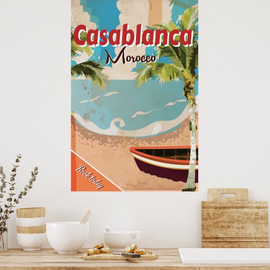 Casablanca Vintage Travel poster (Keuken)