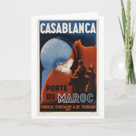 Casablanca Vintage Travel Poster Kaart (Voorkant)