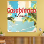Casablanca Vintage Travel poster zwart-wit Canvas Afdruk (Insitu (Woonkamer))