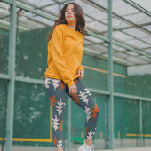 Casal Blue, Grey en Oranje Abstract Kunstpatroon Leggings