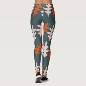 Casal Blue, Grey en Oranje Abstract Kunstpatroon Leggings (Achterkant)