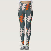 Casal Blue, Grey en Oranje Abstract Kunstpatroon Leggings (Voorkant)
