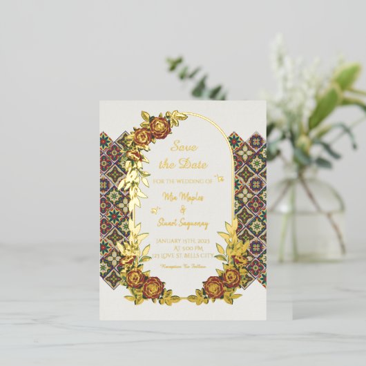 Casamiento De Mia&Stuart Folie Uitnodiging Briefka (Staand Voorkant)