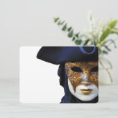 Casanova Venice Carnaval Theater Mask Invitation Kaart (Staand voorkant)
