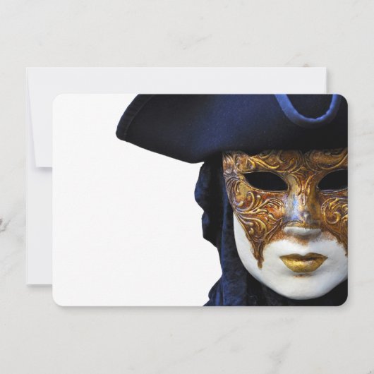 Casanova Venice Carnaval Theater Mask Invitation Kaart (Voorkant)