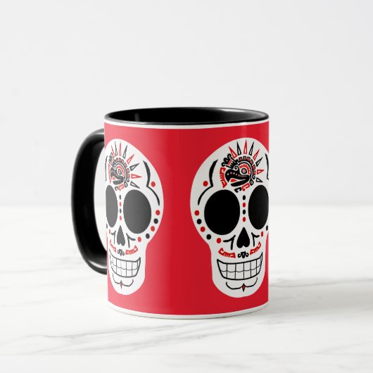 CasaQ Aztec Eagle Calavera Coffee Mok (Voorkant links)