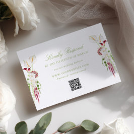 Cascad bouquet bloemen bruiloft QR-code RSVP Kaartje