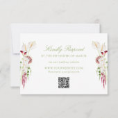 Cascad bouquet bloemen bruiloft QR-code RSVP Kaartje (Voorkant)