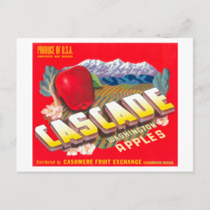 Cascade Apple Label (rood) - Cashmere, WA Briefkaart