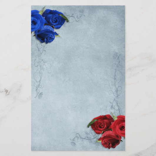 Cascade Blue Red en Blue Rozen Briefpapier (Voorkant)