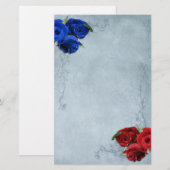 Cascade Blue Red en Blue Rozen Briefpapier (Voorkant / Achterkant)