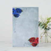 Cascade Blue Red en Blue Rozen Briefpapier (Staand voorkant)