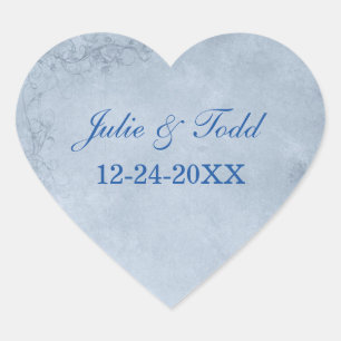Cascade Blue Save the Date Wedding Hart Sticker
