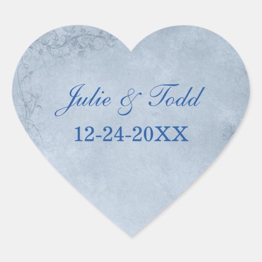 Cascade Blue Save the Date Wedding Hart Sticker (Voorkant)