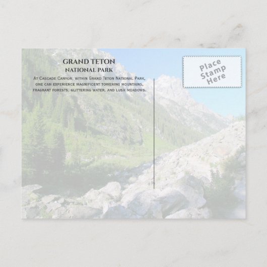 Cascade Canyon, Teton National Park, Wyoming Briefkaart (Achterkant)