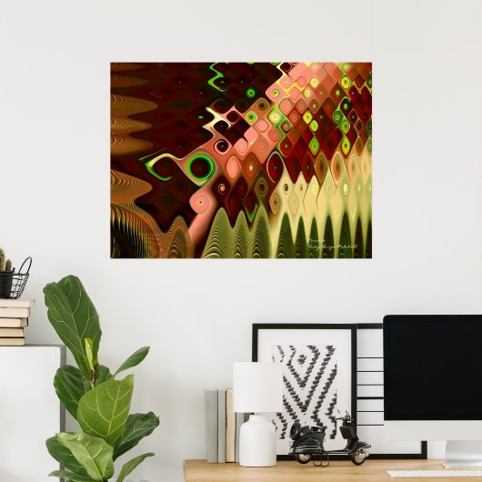 Cascade Cool Abstract Fine Art Fractal Poster (Thuiskantoor)