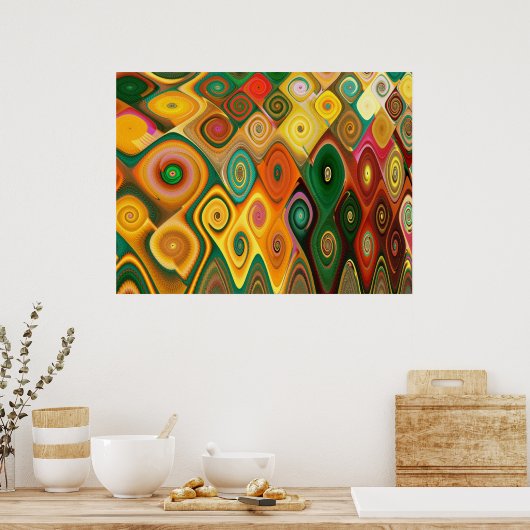Cascade Cool Abstract Fine Art Fractal Poster (Keuken)