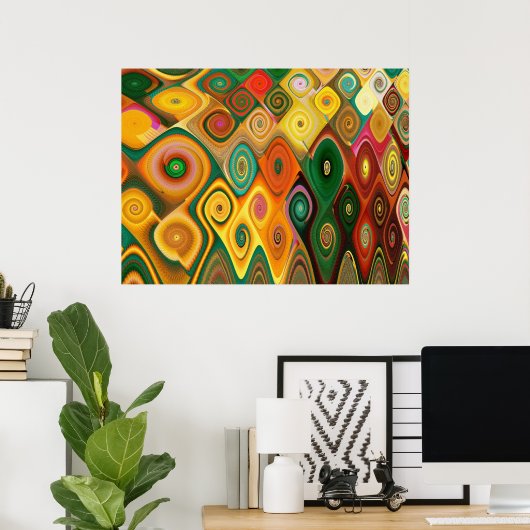 Cascade Cool Abstract Fine Art Fractal Poster (Thuiskantoor)