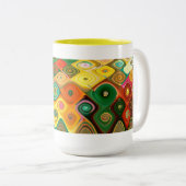 Cascade Cool Abstract Fine Art Fractal Tweekleurige Koffiemok (Voorkant rechts)