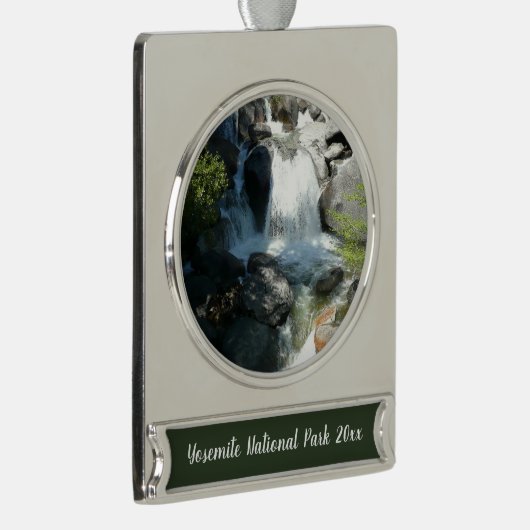 Cascade-Herfsten in het Nationaal Park Yosemite Verzilverd Banner Ornament (Rechts)