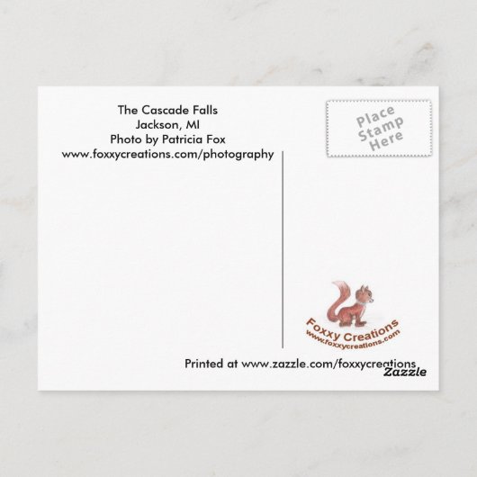 Cascade Herfsten, Jackson, MI - Briefkaart (Achterkant)