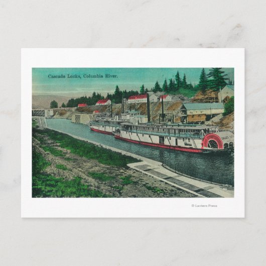 Cascade Locks op de Columbia Briefkaart (Voorkant)