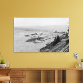 Cascade Locks op de foto van de Columbia River Canvas Afdruk (Insitu (Woonkamer))
