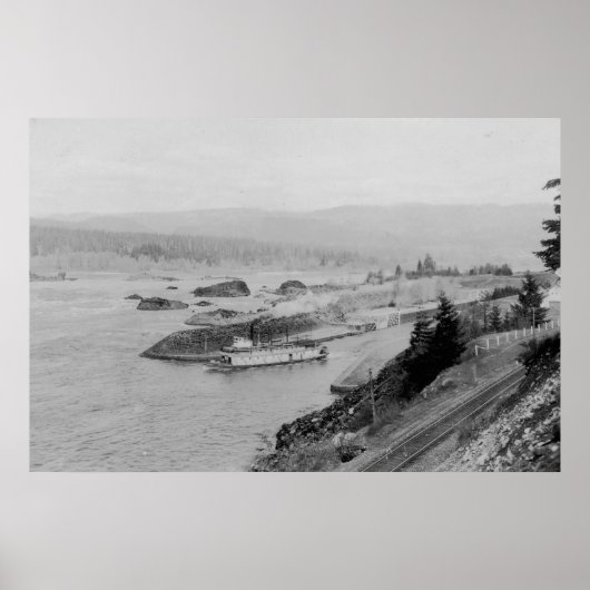 Cascade Locks op de foto van de Columbia River Poster (Voorkant)