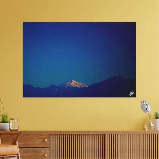 Cascade Mountains bij schemering Langley waterkant Canvas Afdruk (Insitu (Woonkamer))