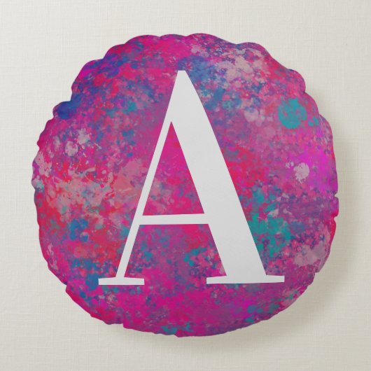 Cascade of Color Red, Pink and Blues Rond Kussen (Voorkant)