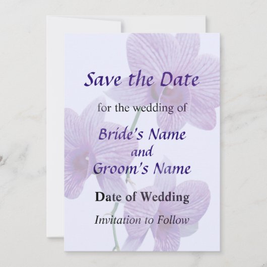 Cascade of Paarse Orchids Save the Date (Voorkant)