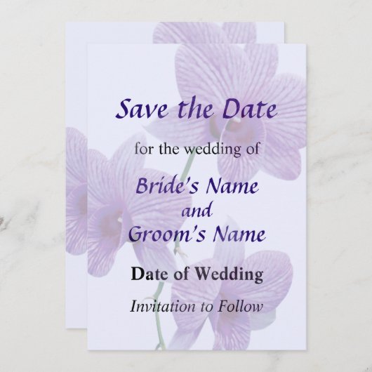 Cascade of Paarse Orchids Save the Date (Voorkant / Achterkant)