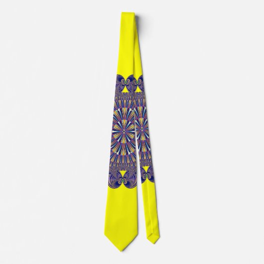 Cascade Peacock Blue en heldergeel Stropdas (Voorkant)