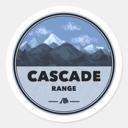 Cascade Range Camping Ronde Sticker (Voorkant)