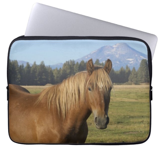 Cascade Range | Kastanjebruine Paard Laptop Sleeve (Voorkant)