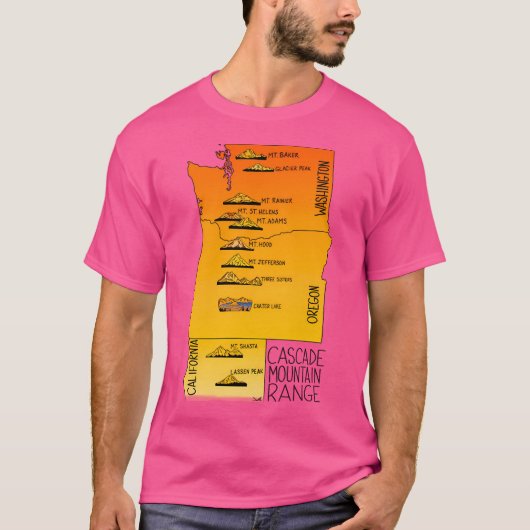 Cascade Range - Mt Baker Glacier Peak Mt Rainier M T-shirt (Voorkant)