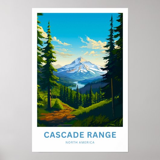 Cascade Range Noord-Amerika Reisprint Poster (Voorkant)